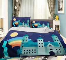 3D Rainbow Castle Moon Kids Quilt Cover Set Duvet Cover Bedding Pillowcases