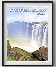 Victoria Falls Travel Poster, Africa Waterfall Printable Wall Art