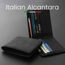 ALCANTARA Wallet Card Holder Bag Luxury Artificial Leather Slim Cards Small 