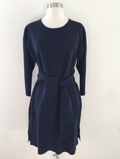 New J.CREW Women's Tie-Waist Cotton Dress Indigo Sea Navy H6940 $118 Small S