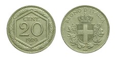 pcc1596) Vittorio Emanuele III (1900-1943) - 20 Centesimi Esagono 1920 raro