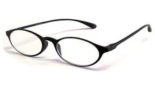 Calabria 719 Oval Lightweight Flexie Reading Glasses in Ebony Black + 1.75 46 mm