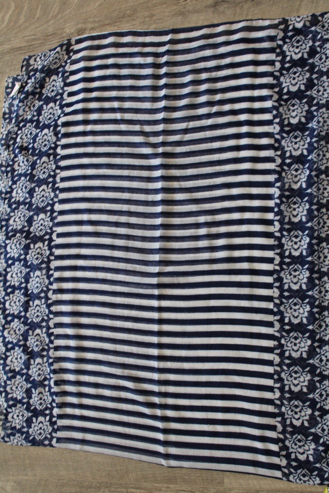 Lightweight Rectangle Boho Accent Scarf Blue & Wh… - image 2