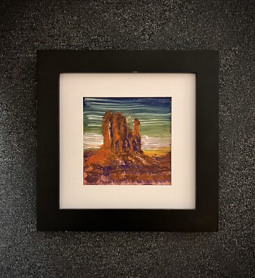 Original Oil Painting Monument Valley Arizona Desert Landscape Miniature 5x5 Art