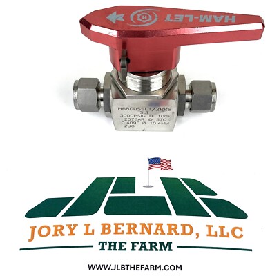 HAM-LET, H6800SSL1/2PRS, 3000 PSI, 1/2'' TUBE, SST 2-WAY BALL VALVE, NEW, NOS S