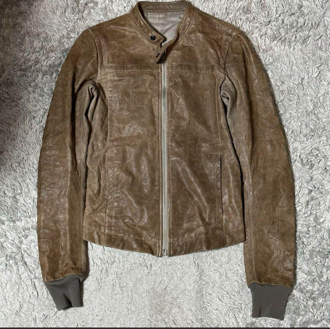Rick OwensLeather jacket XS beige brown | eBay