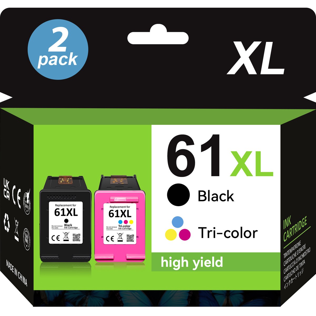 2PK BK & Color High-Yield Ink For HP 61XL DeskJet 1010 1050 2050 ENVY 4500 5530 - Foto 10