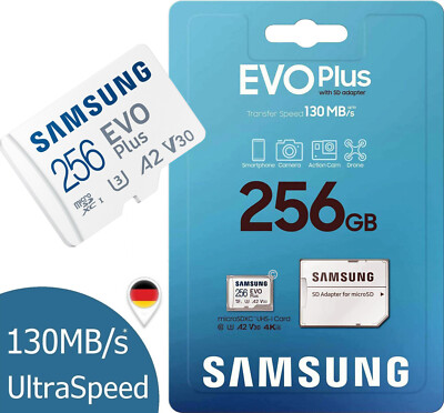 Samsung EVO Plus microSD Speicherkarte 256GB 130MB/s* A2 U3 4K Ultra HD