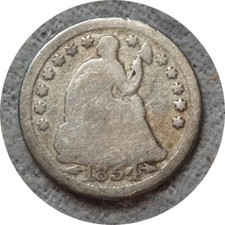 elfe liberté assise demi-dime 1854 O flèches à date étoiles draperie date haute 5b139
