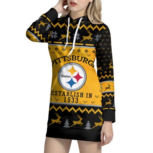 Pittsburgh Steelers Women's Christmas Hoodie Dress Long Sleeve Sweatshirt  Dress | eBay