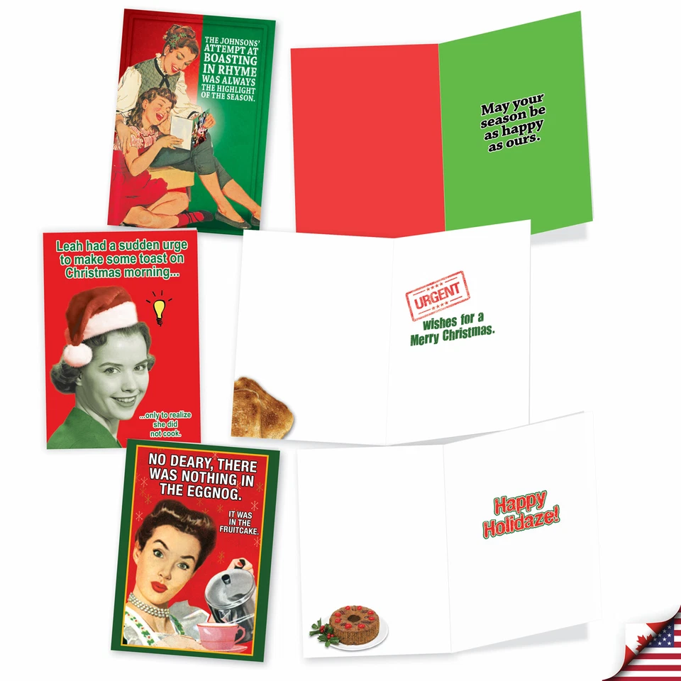 10 tarjetas de Navidad divertidas surtidas con sobres de 5x7" - Travieso es bonito Foto 4 de 4