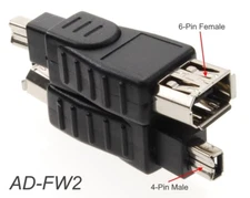 6-Pin Female to 4-Pin Male IEEE-1394a Firewire Adapter, CablesOnline AD-FW2