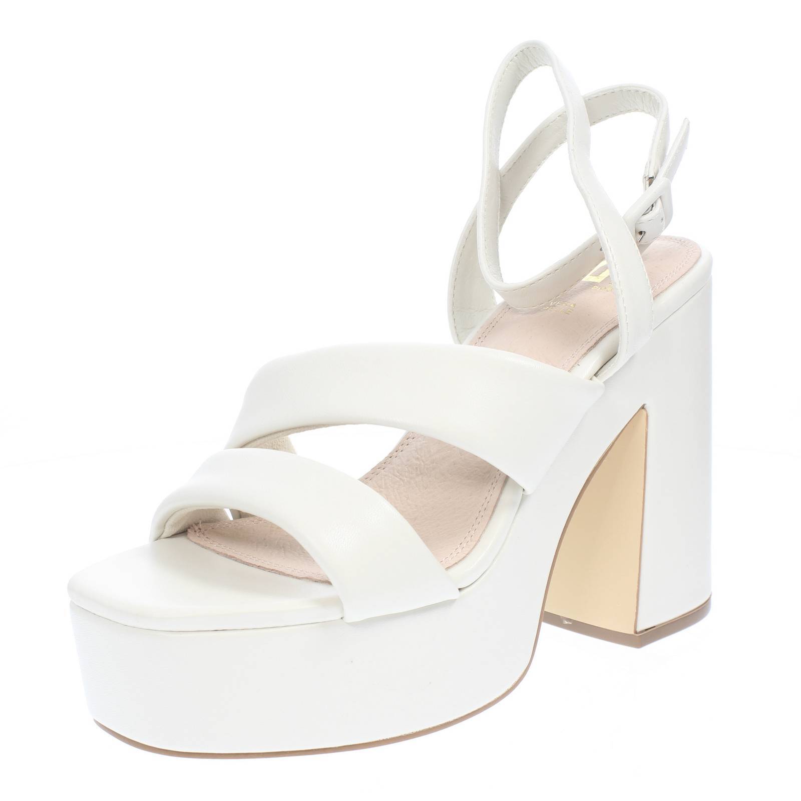 Золотые сандалии Con Tacco E Plateau Bianco - Taglia 37 233 см из натуральной кожи 13390₽