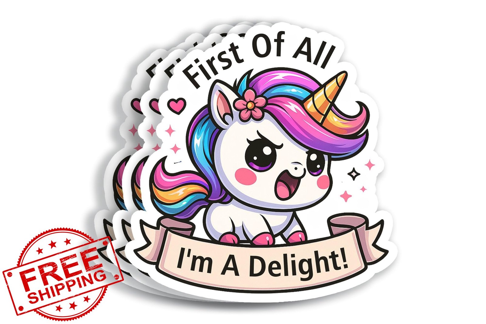 3 Pcs 3X3 Unicorn Sticker Delight Quote Laptop Water Bottle Gift