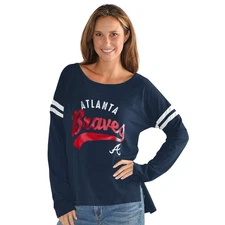 Women's-G-III 4Her by Carl Banks  Navy Atlanta Braves Free Agent Distressed Long