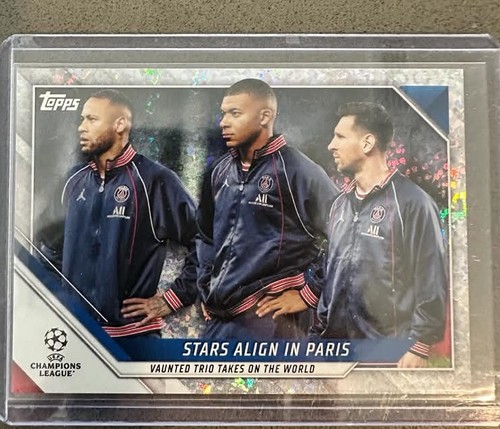 2021-22 Topps Uefa Champions League - Messi, Neymar Jr, Mbappe #62 Sparkle Foil