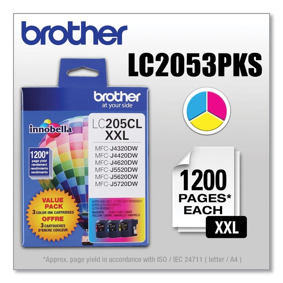 Brother LC2053PKS 1,200 Page-Yield Super High-Yield Ink - C/M/Y (3/Pack) New - Image 2 of 4