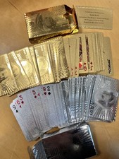 24K Gold Silver Plated Poker Playing Cards Game Deck US Dollar EURO Gift HAI