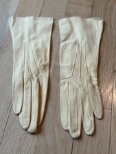 Vintage Women s Ivory Leather Gloves Unlined Size 6, Washable, England