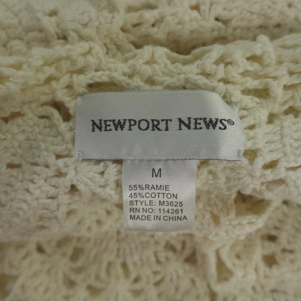 Cardigã Newport News suéter de crochê feminino médio espanador creme - Imagem 3 de 4