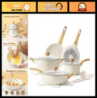 14-Piece Non-Stick Ceramic Cookware Set - Induction Pots & Pans, Healthy Kitchen