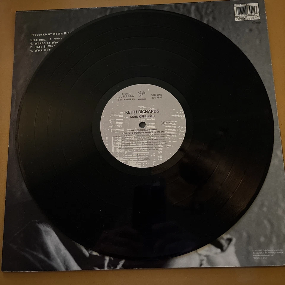 Keith Richards - Main Offender - 1992 First Press NM/VG+ - Image 3 of 4