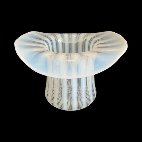 Rare Large Vintage Fenton Rib Optic Opalescent Top Hat Vase 8 3/4 x 5 3/4 x 5