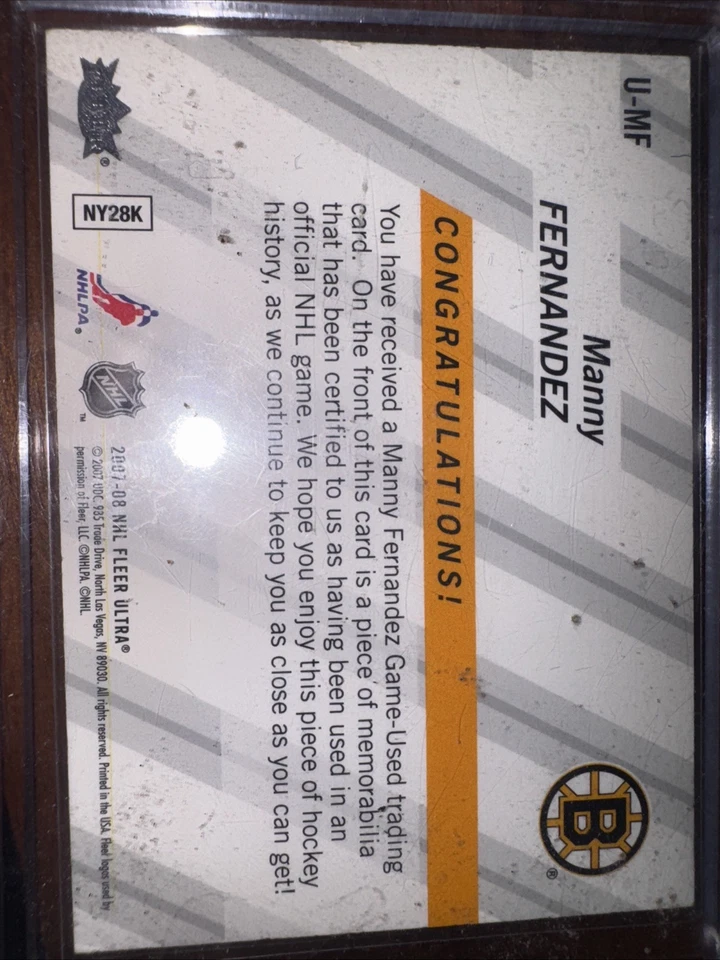 2007-08 Fleer Ultra - Ultra Uniformity Manny Fernandez #U-MF (MEM) - Image 2 of 2