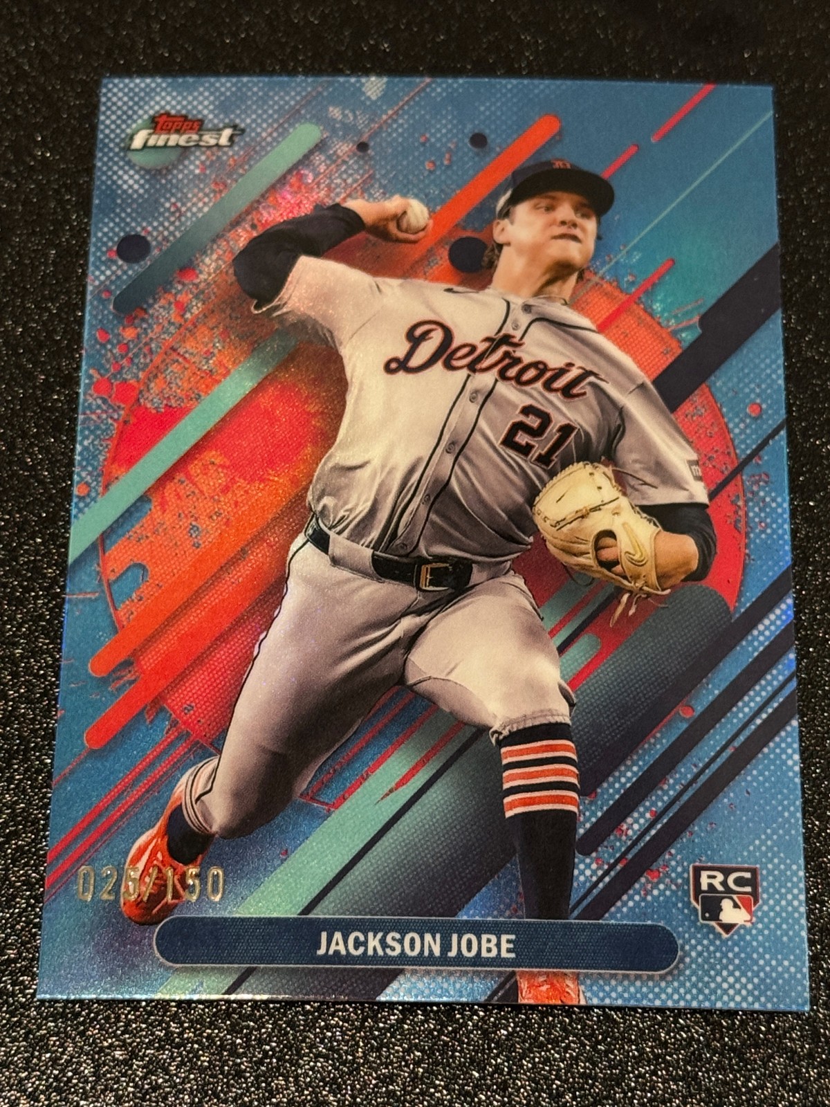 2025 Topps Finest Rare Sky Blue Refractor #251 Jackson Jobe Rookie RC /150