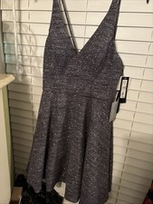 Xscape Glitter Gray Skater Dress Tulle Under Size 8 Retails $188 NWT