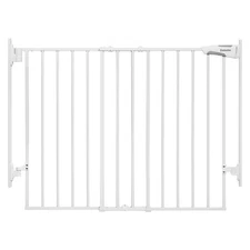 W 27-45" x 28" H No Bottom Bar Baby/Dog Gate, Auto Close, White 🚪