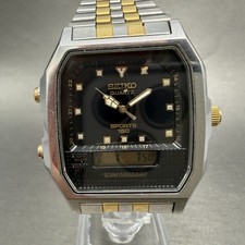 Seiko Sports 150 Analog Digital Watch Men 34mm Black Dial Two Tone New Battery