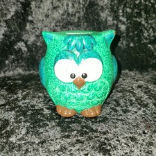 Ceramic OWL Coin Bank Teal  Green Design, No Chips or Cracks  Piggy Bank