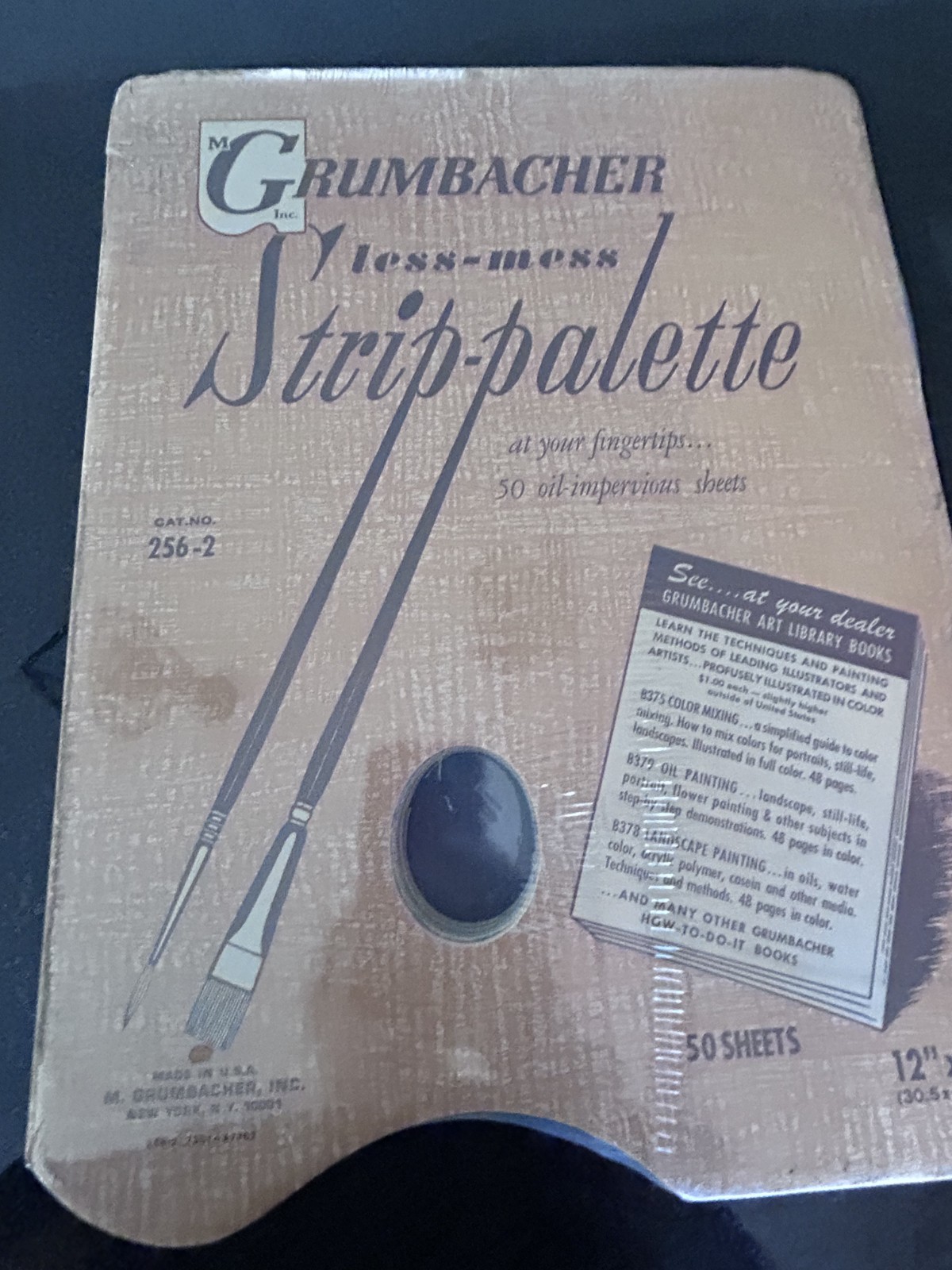 Lot of 6 Vintage Grumbacher Strip-Palette Pads 256-2 – 12" x 16"- 50 Sheets Each