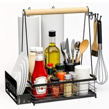 Grill Caddy BBQ for outdoor grill, with Plate Holder/2Paper Towel Holder
