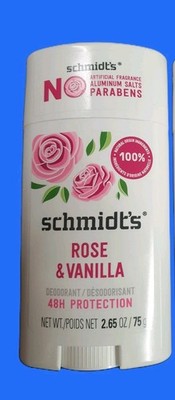 Schmidt's Rose & Vanilla Deodorant Aluminum-Free 48H Protection 2.65 Oz