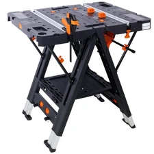 Portable Folding Work Table Sawhorse Workbench 2-in-1 Large Load Capacity
