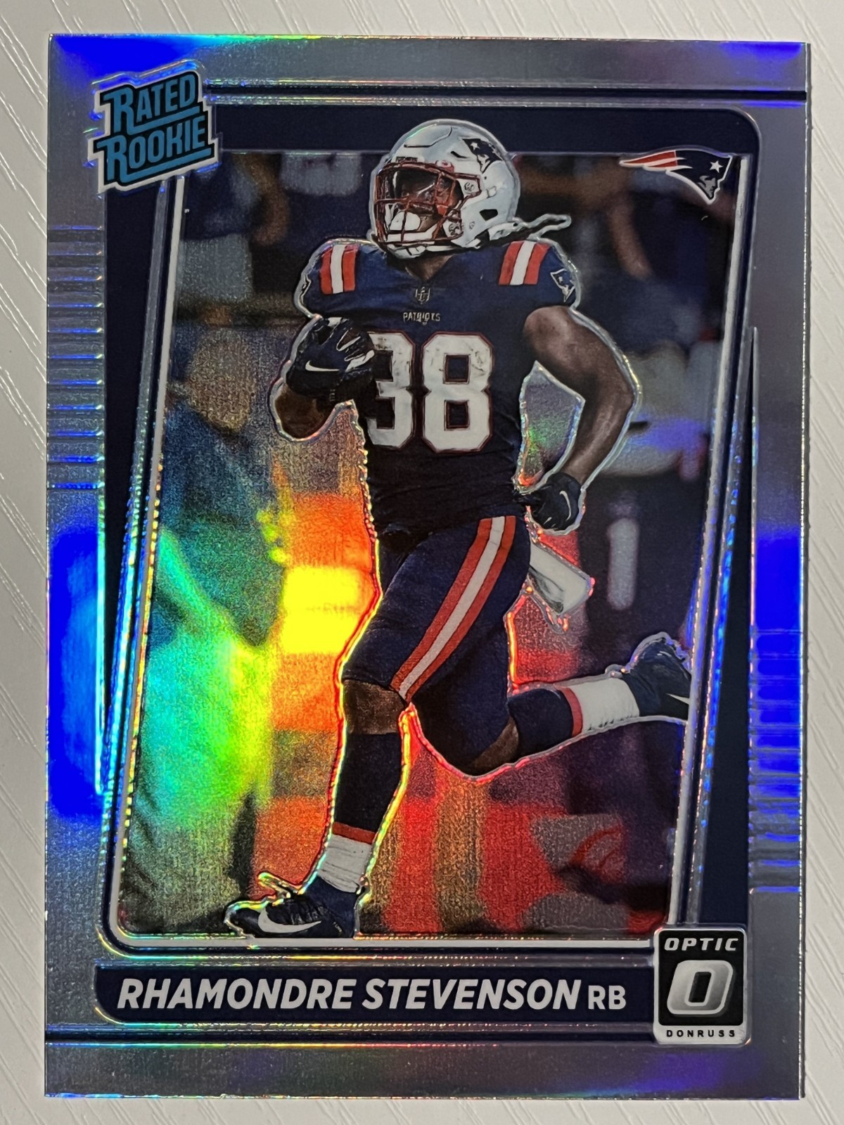 Rhamondre Stevenson 2021 Panini Donruss Optic Silver Holo RC #237 Patriots