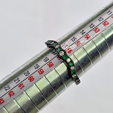 925 Sterling Silver Ring Green White Stone Size 7.75 Jewelry