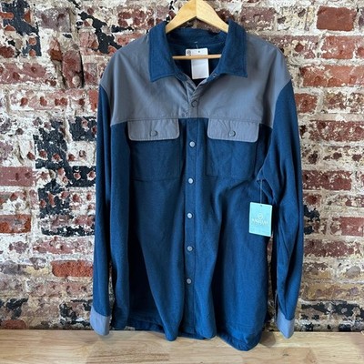 Magellan Woodlake Shirt Jacket Mens 3XL Long Sleeve Snap Button Gray Blue NEW