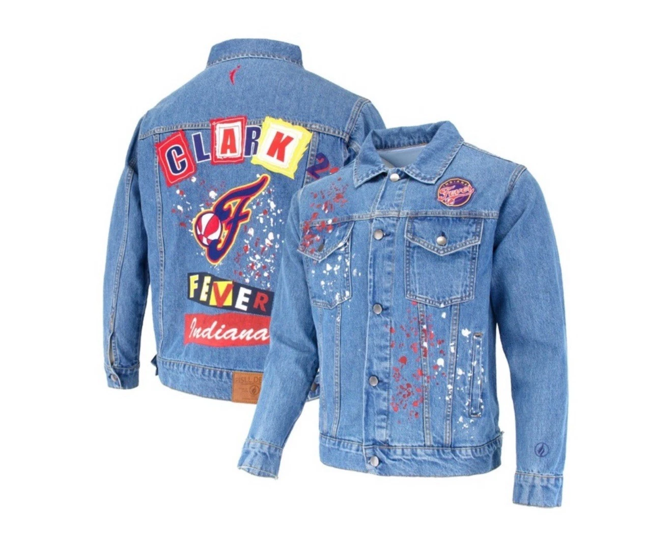 Caitlin Clark FISLL Womens WNBA Indiana Fever Basketball Denim Jacket