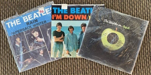 Lot of 3 Beatles 45 rpm Vinyl Records, 2 In Shrink