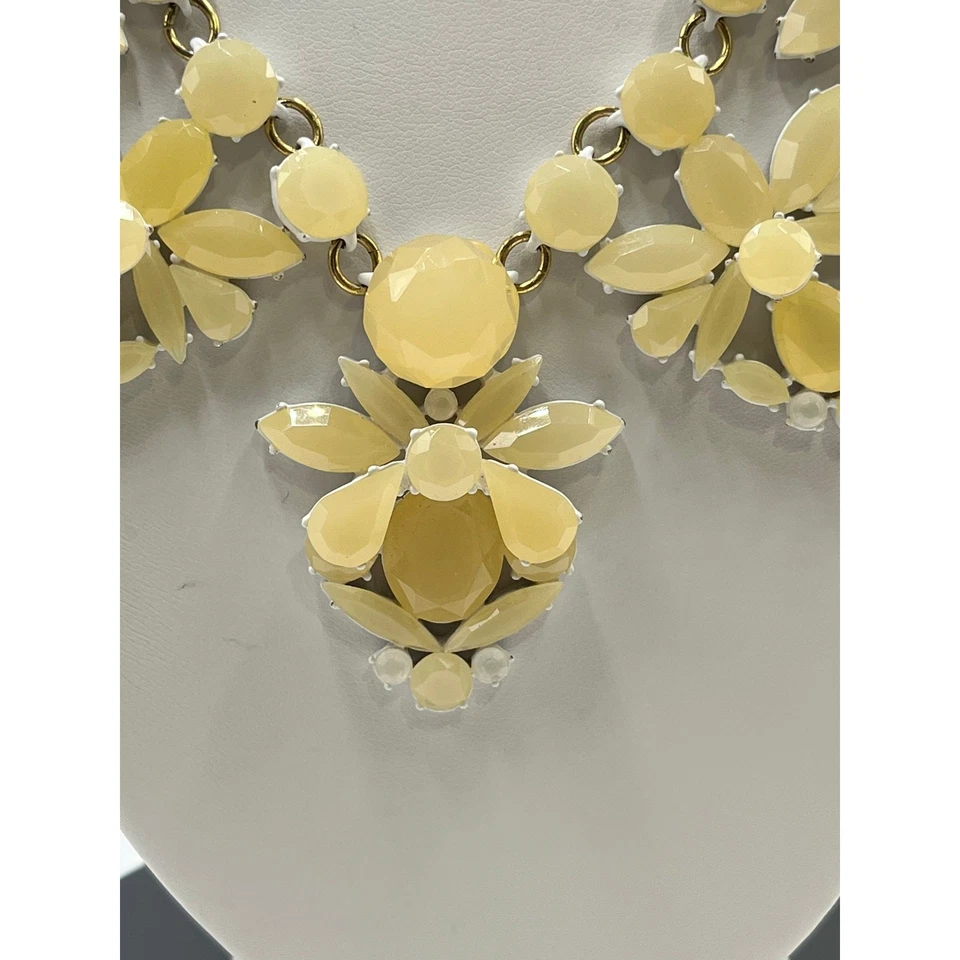 J. Crew Cream White Gold ToneAcrylic Cluster Fan Bib StyleStatement Necklace - Image 2 of 4