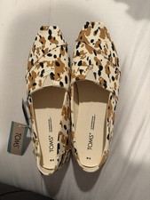 Toms Women's Flat Slip-On Shoes, Size 8, Alpargata Buckhorn Brown Abstract Cow