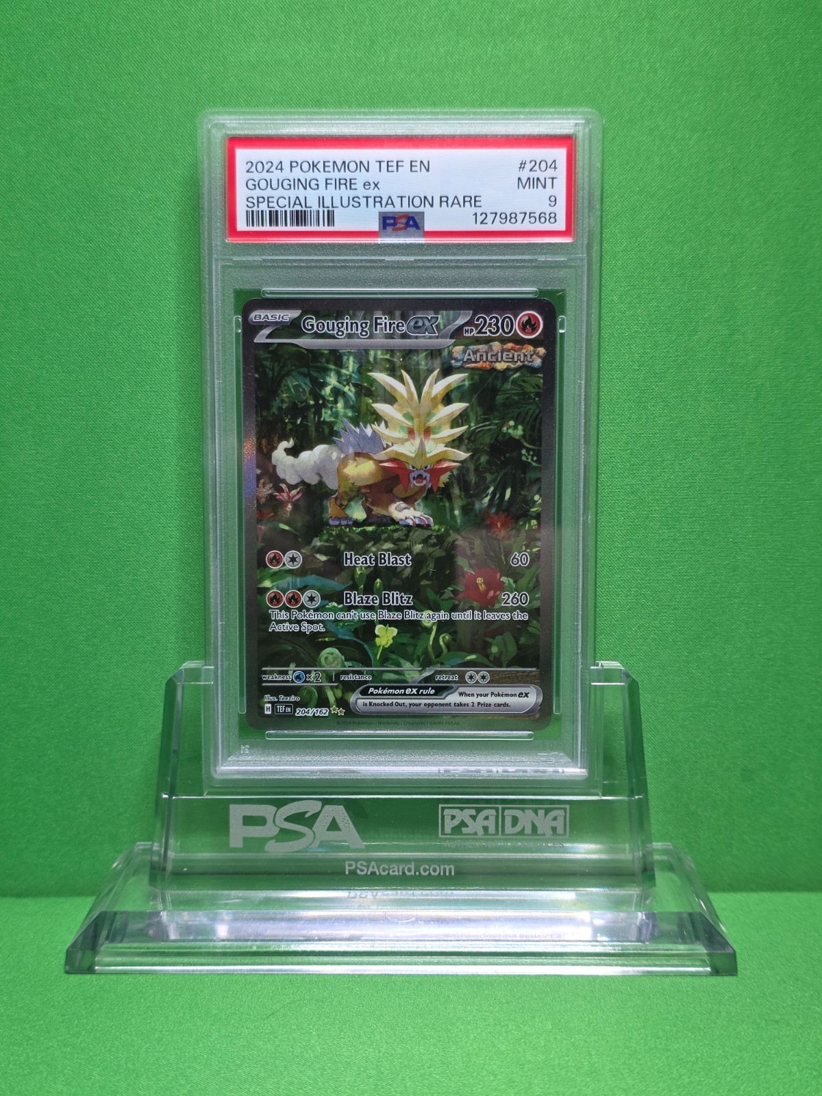 POKEMON 2024 TEMPORAL FORCES GOUGING FIRE EX SIR 204 PSA 9