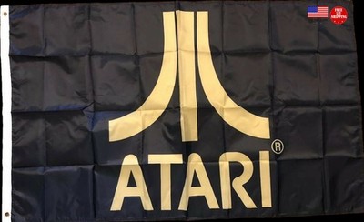 Atari Flag 3x5 Black 3 x 5 Banner Pong Frogger Pac-Man Video Game Man Cave New