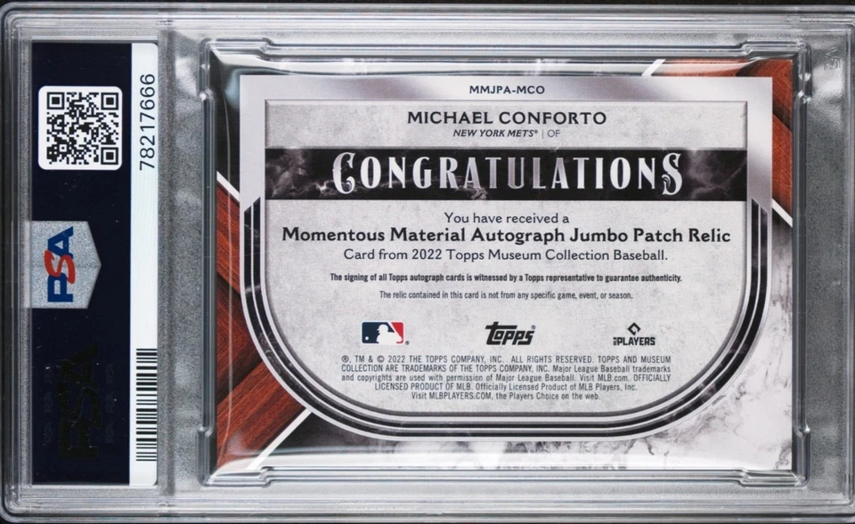 Michael Conforto PSA 8 Auto 10 TOPPS 2022 MUSEO TRASCENDENTAL Mets Dodgers #'d/15  Foto 2 de 2