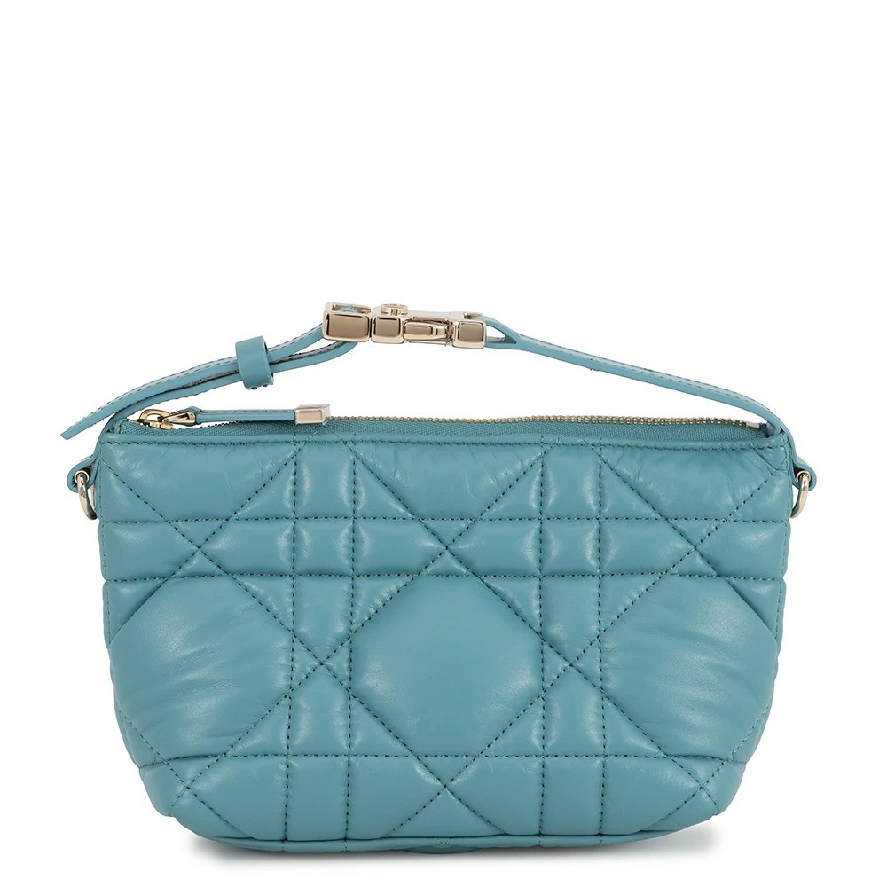 Dior — Dior Macrocannage Nomade Pouch Size Small Lamb Leather Blue S5553OMIG