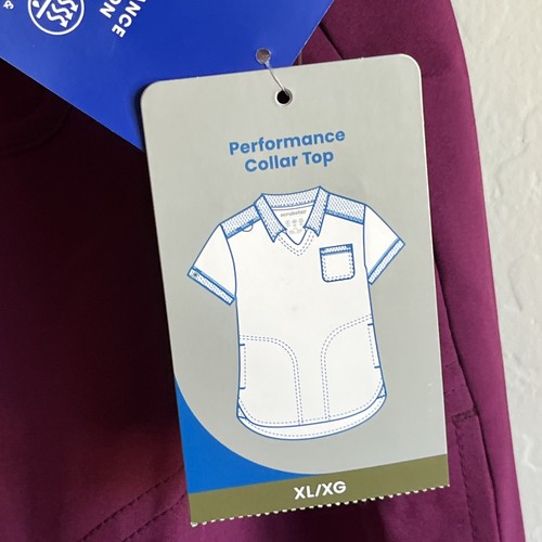 Scrubstar Women's Size XL Antimicrobial Premium Performance Collar Top - Wine  - Picture 15 of 18
