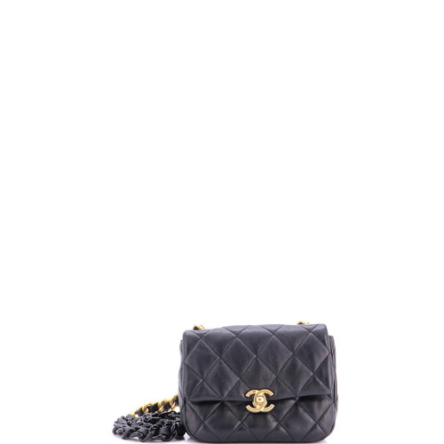 Chanel Lacquered Metal CC Flap Bag Quilted Lambskin Mini